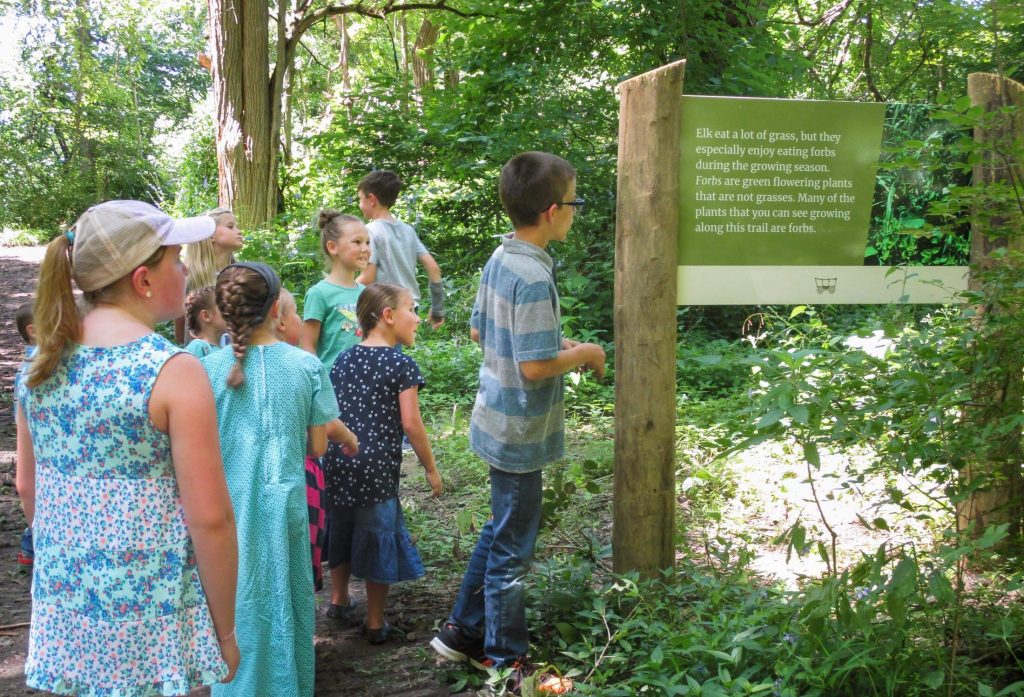 Sign with information about elk at Quiet Harmony Ranch
